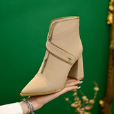 Chelsea Boots Short Fleece Lining PU Women's Shoes for-BS00953-Veeddydropshipping